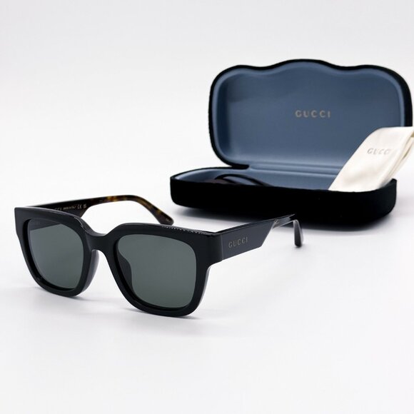 NEW GUCCI GG1670SK 001 UNISEX BLACK HAVANA GREY SUNGLASSES GUCCI - Picture 1 of 13
